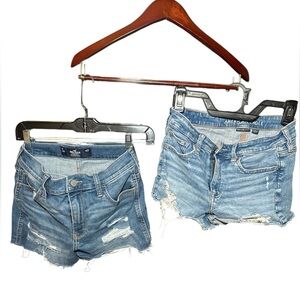 American Eagle & Hollister Women's Blue Denim Distressed Shorts Bundle